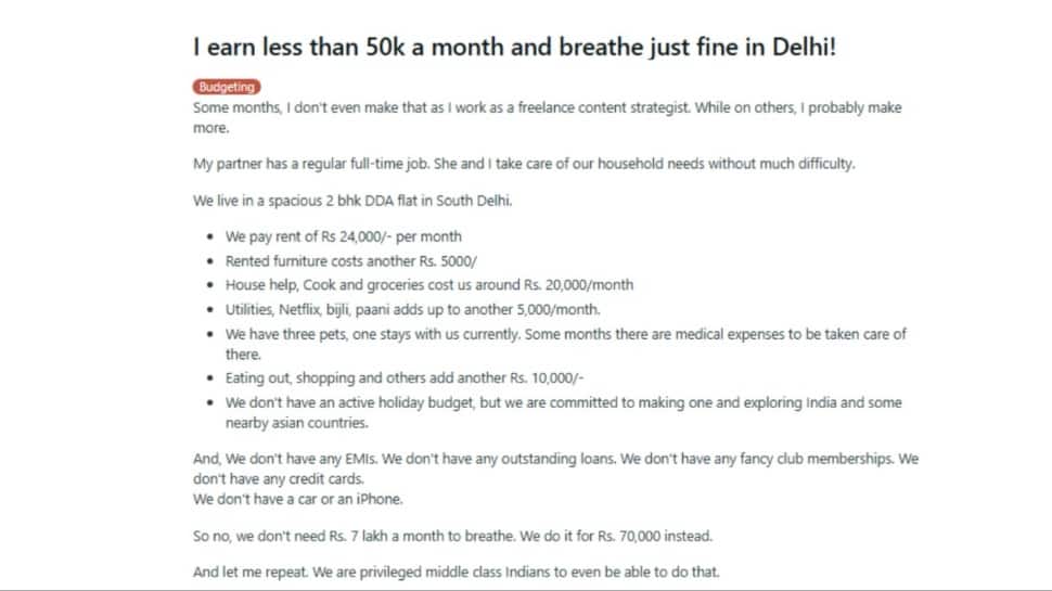 Rs 70K For Living In Delhi?