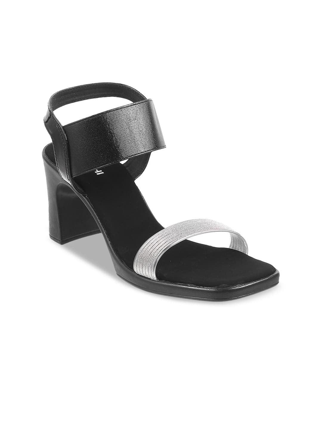 Mochi Black Colourblocked Block Sandals