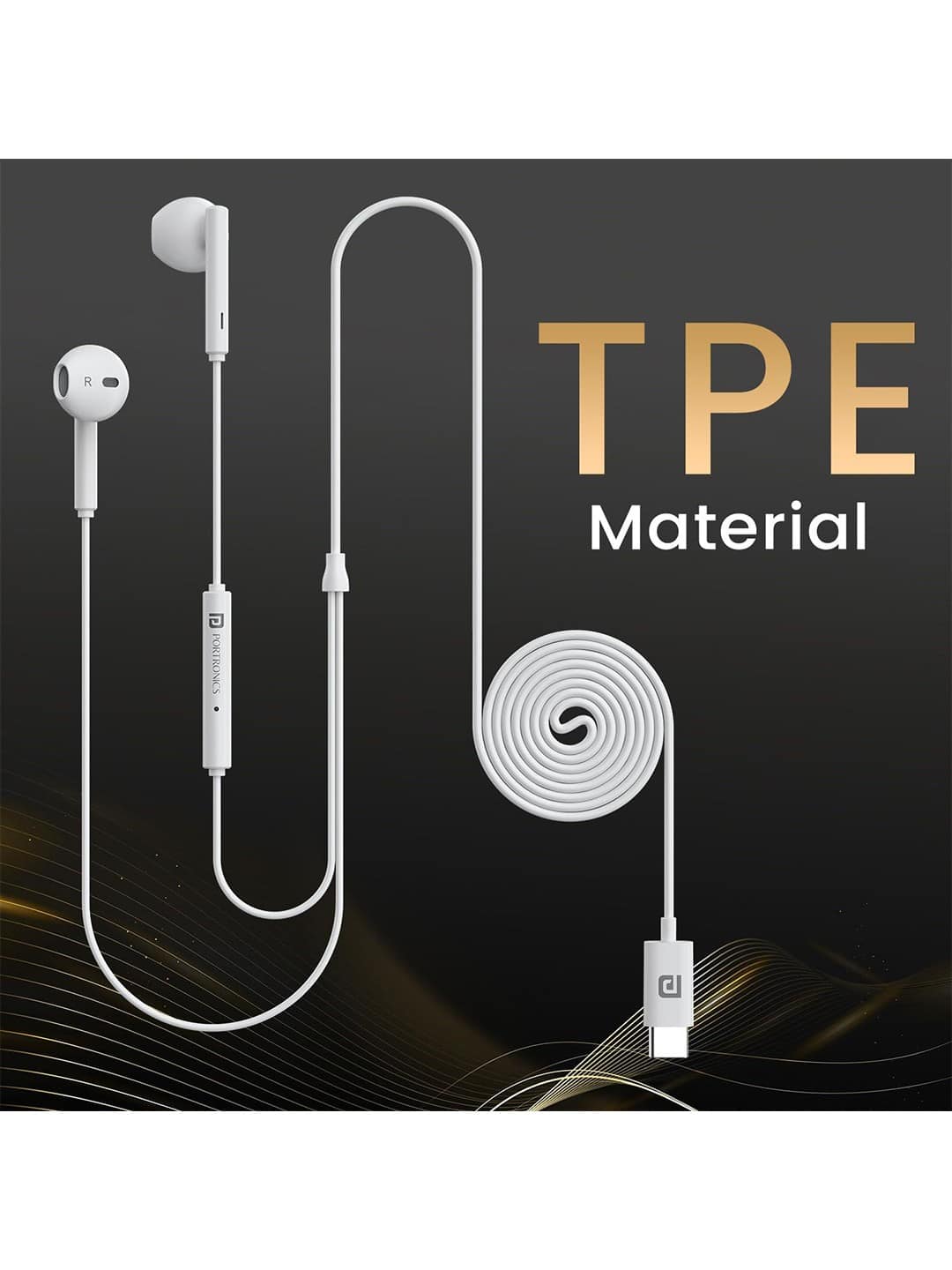 Portronics Ear Type C Wired Earphones with HD Mic Headphones Portronics Ear Type C Wired Earphones with HD Mic Headphones