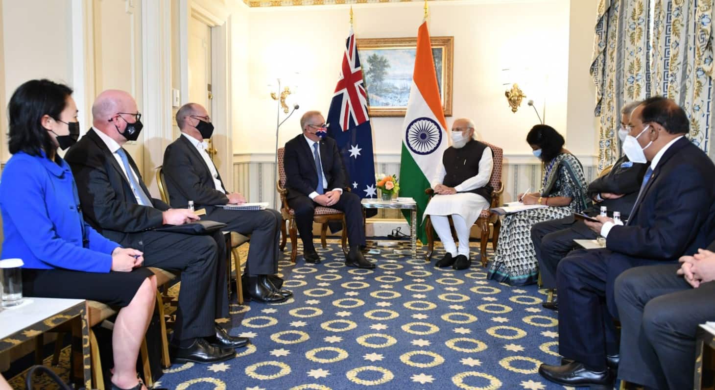 Prime Minister Narendra Modi in a bilateral meeting with the Prime Minister of Australia Scott Morrison in Washington US