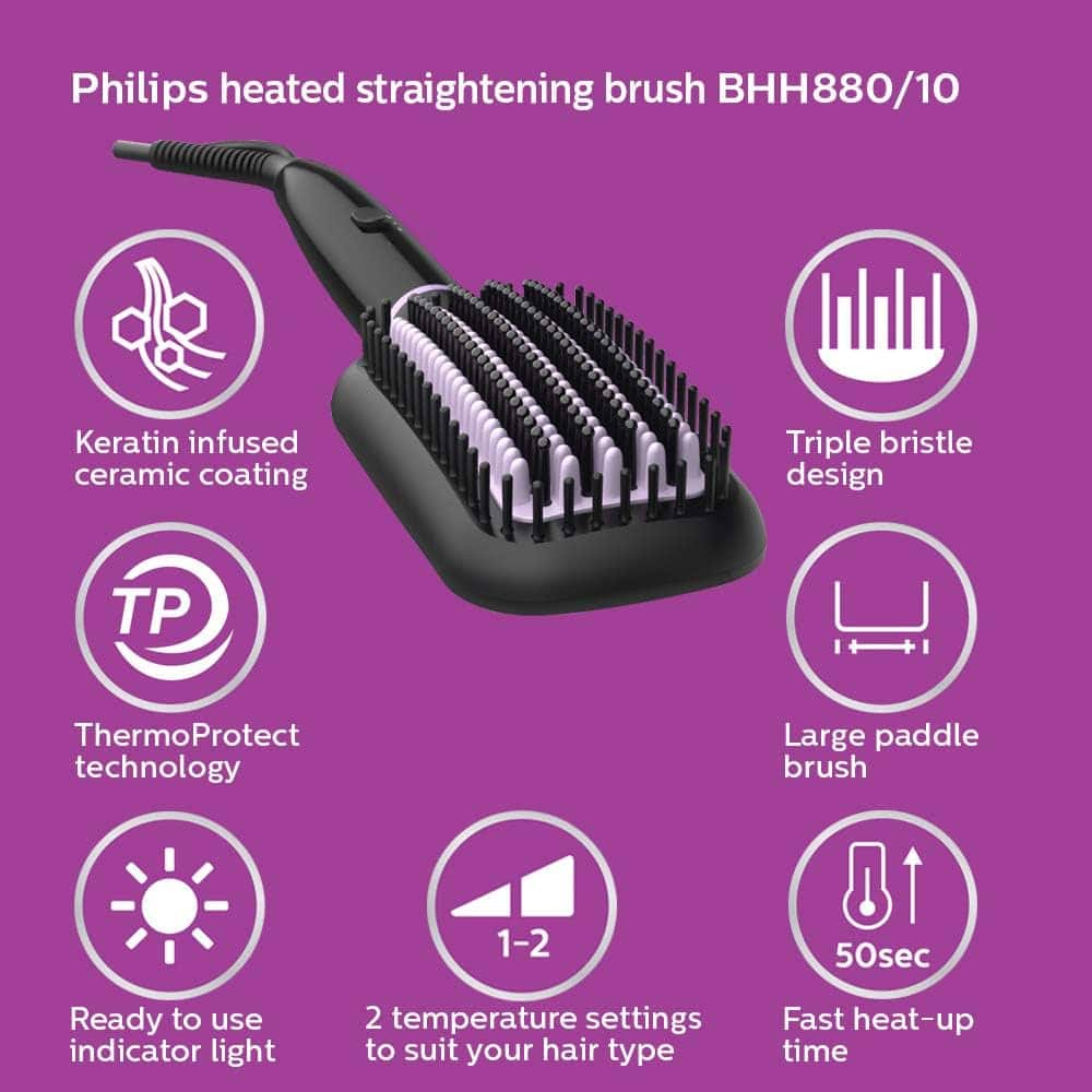 Philips BHH880/10 Heated Hair Straightener Brush