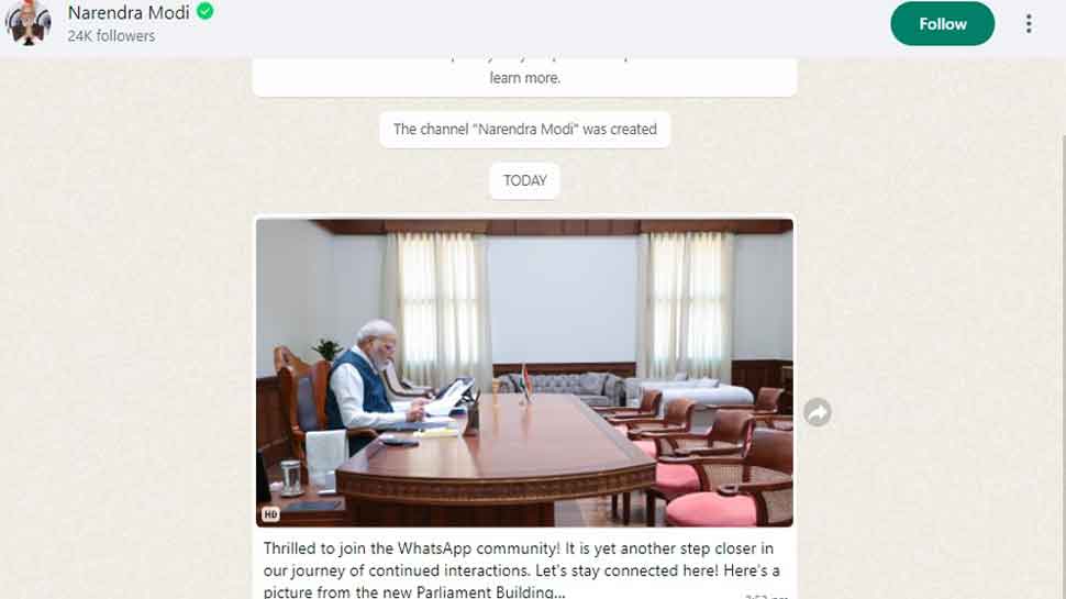 Prime Minister Narendra Modi joins WhatsApp Channels, shares picture of new  Parliament - The Economic Times