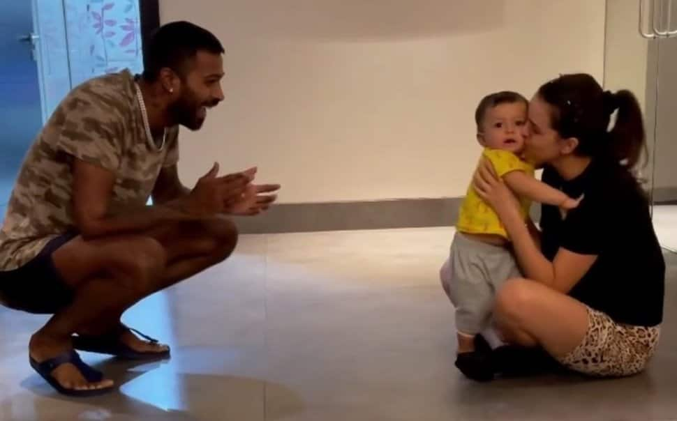 Hardik Pandya son learns to walk