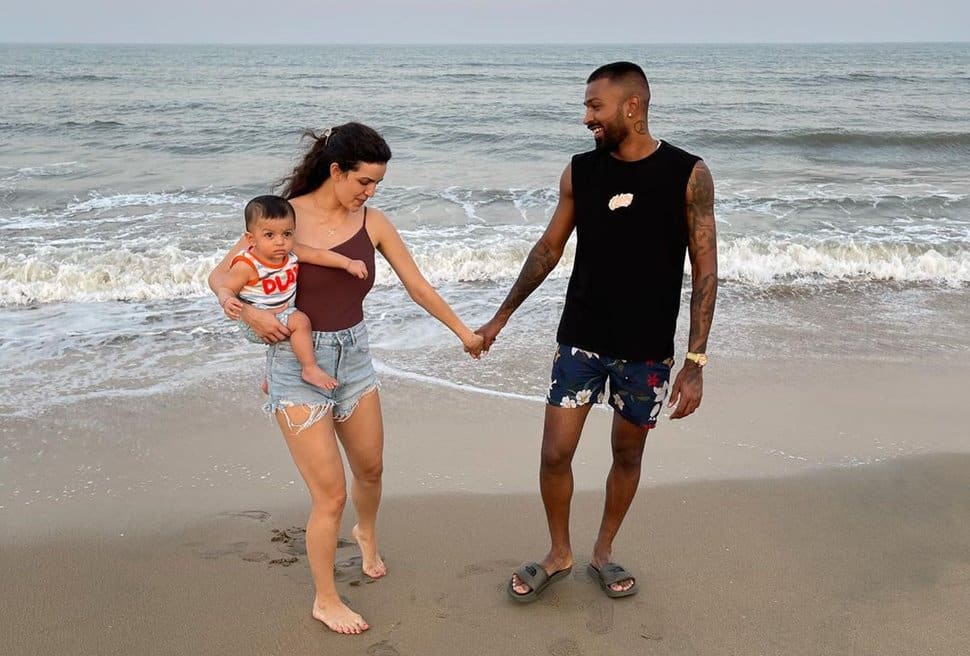 Natasa Stankovic with husband Hardik Pandya and son