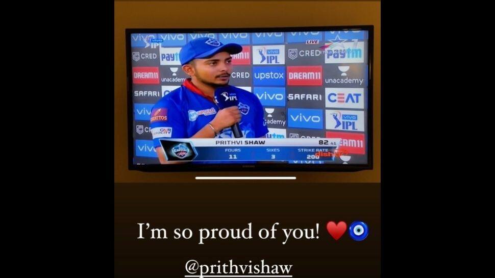 Image of Prithvi Shaw from Prachi Singh&#039;s Instagram story. (Source: Instagram)