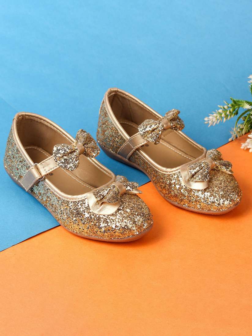 Boyz N Galz Girls Velcro Embellished Party Ballerinas Flats
