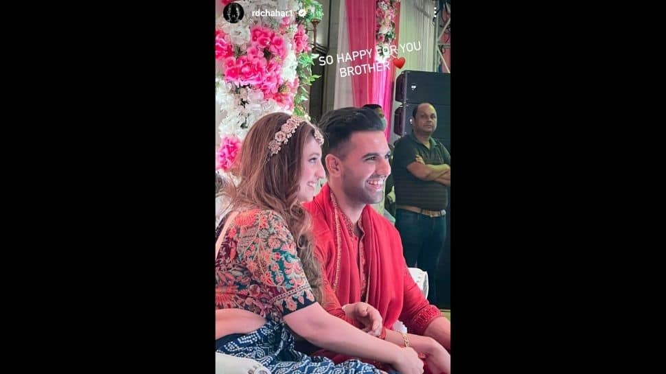 Rahul Chahar&#039;s Instagram Story from Deepak Chahar and Jaya Bhardwaj&#039;s Sangeet ceremony. (Source: Instagram)