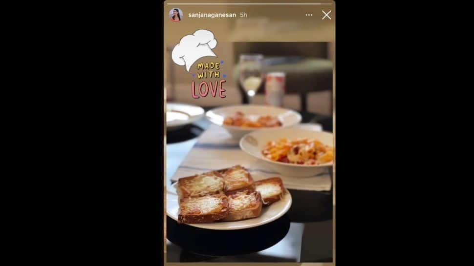 Sanjana Ganesan posts picture of a meal cooked by her for husband Jasprit Bumrah. (Source: Instagram)