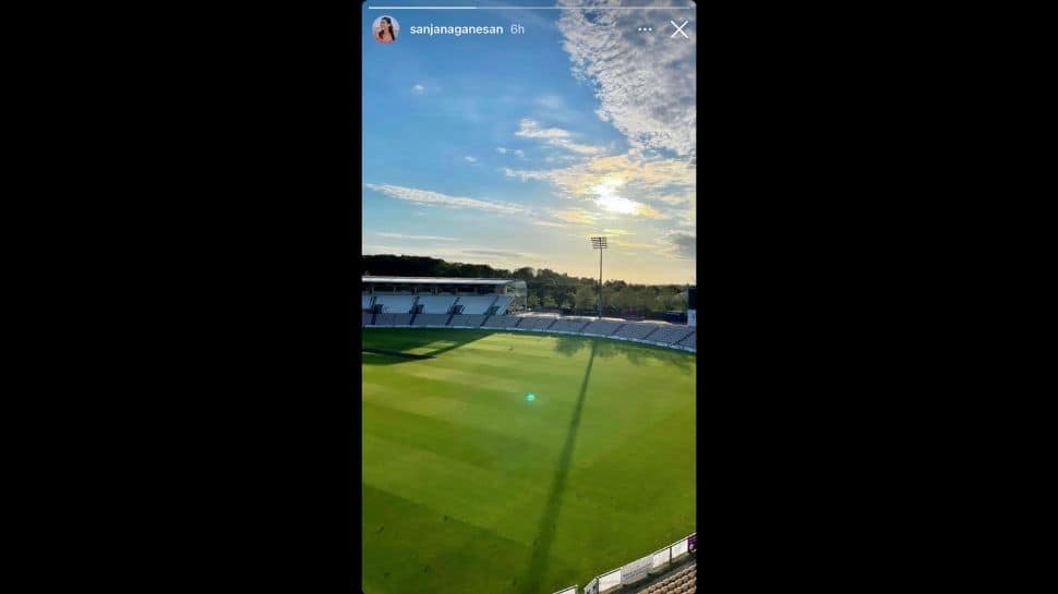 Jasprit Bumrah&#039;s wife Sanjana Ganesan posts a picture of Ageas Bowl in Southampton on her Instagram story. (Source: Instagram)