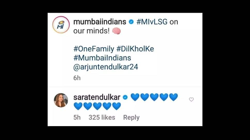 Sara Tendulkar comments on MI post. (Source: Instagram)