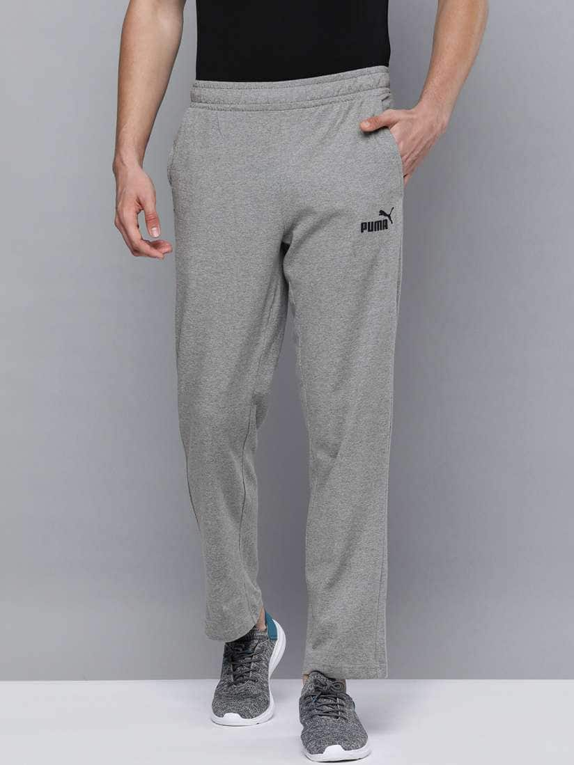 Puma Men Medium Grey Solid ESS Jersey Pants