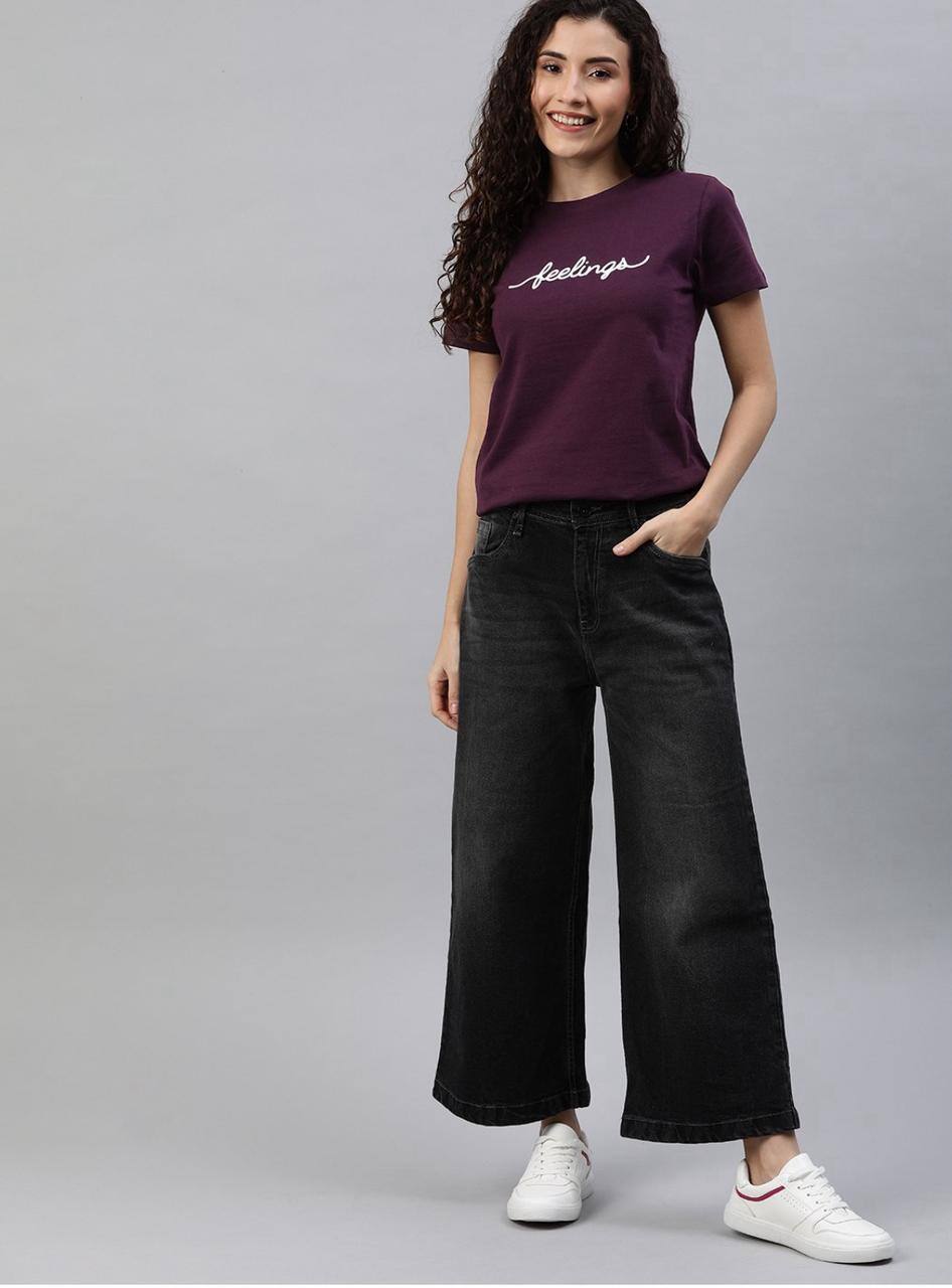 Mast & Harbour Mast Harbour Women Purple Cotton Pure Cotton T-shirt Mast & Harbour Mast Harbour Women Purple Cotton Pure Cotton T-shirt