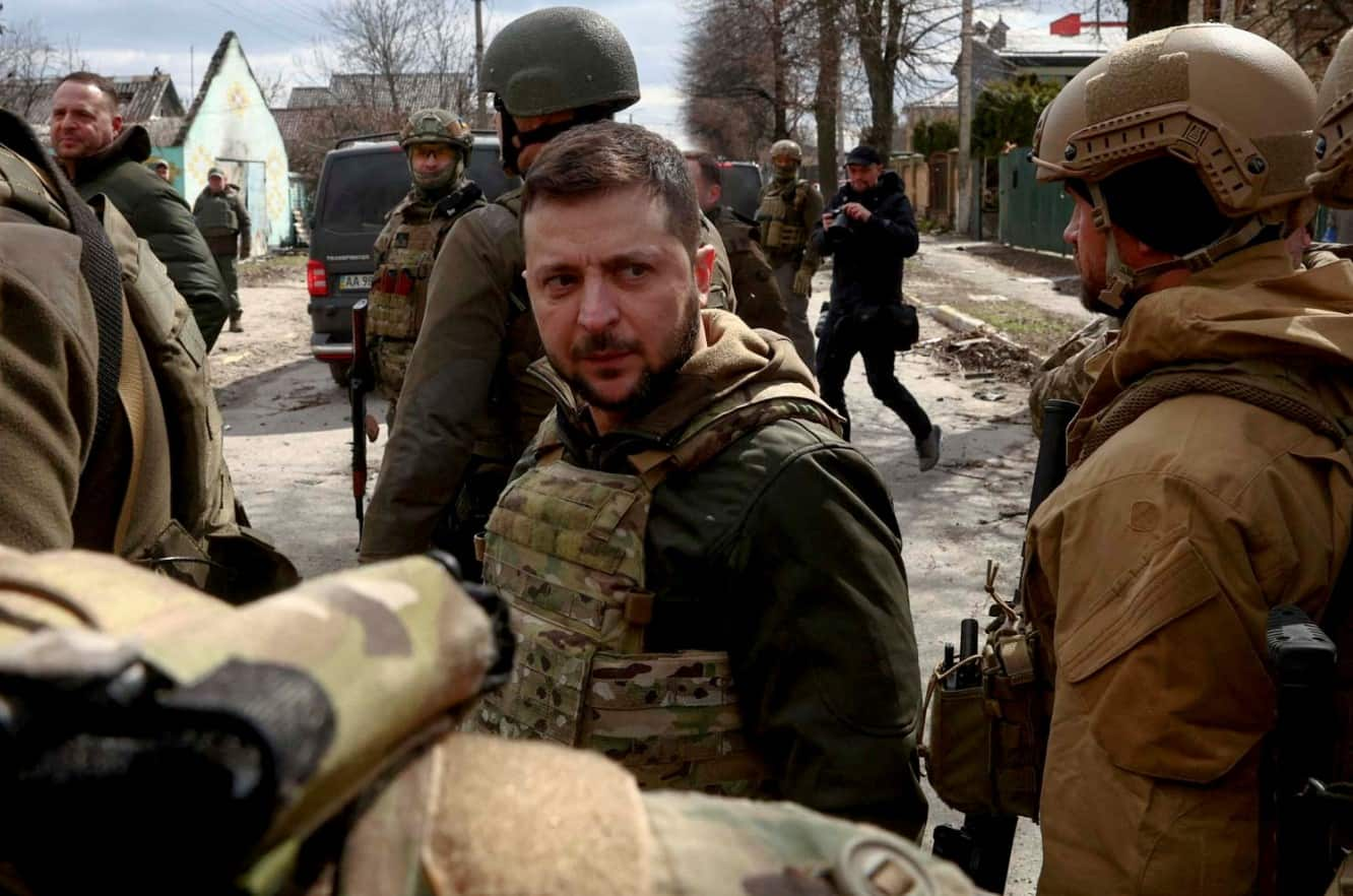 Volodymyr Zelenskiy in Bucha, outside Kyiv