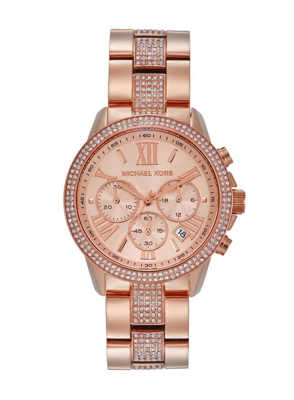 Michael Kors Women Dial &amp; Stainless Steel Straps Analogue Multi Function Watch 