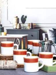 Cello Balbeer Name Personalised White Geometric Opalware Handmade 6 Piece Mugs-180ml Cello Balbeer Name Personalised White Geometric Opalware Handmade 6 Piece Mugs-180ml