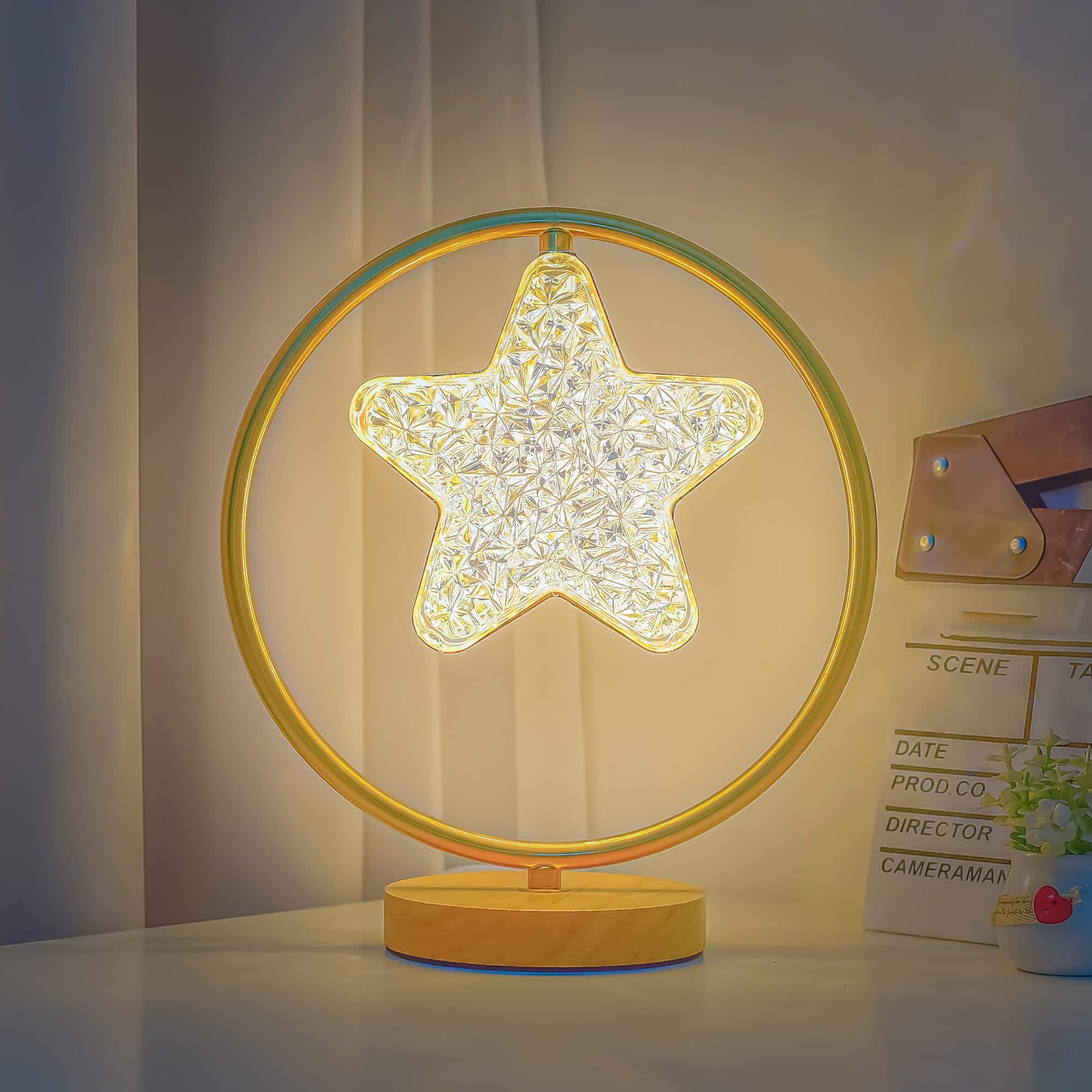 The Better Home Brown Wooden Acrylic Shade Star Shaped Dimmable Table Lamp The Better Home Brown Wooden Acrylic Shade Star Shaped Dimmable Table Lamp
