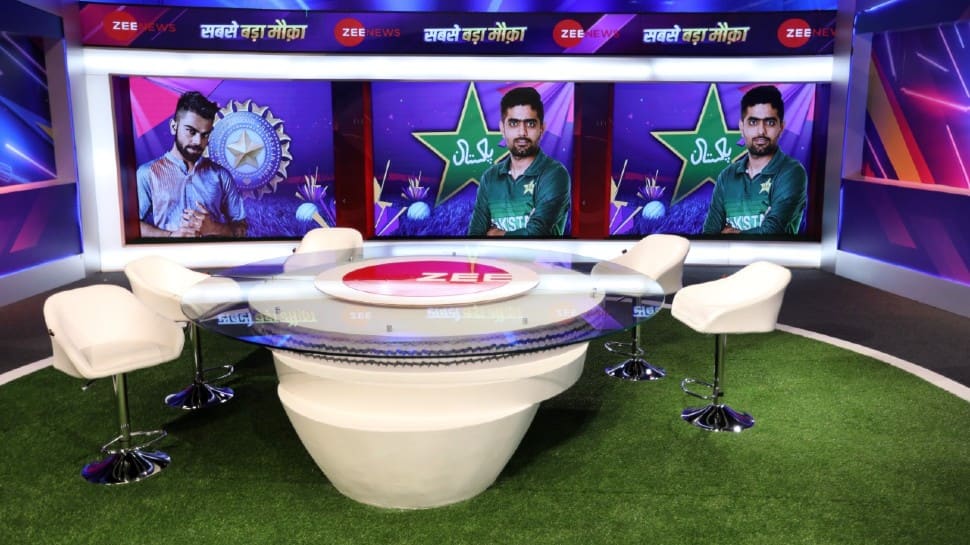 Zee News studio for coverage of India vs Pakistan T20 World Cup 2021 match.