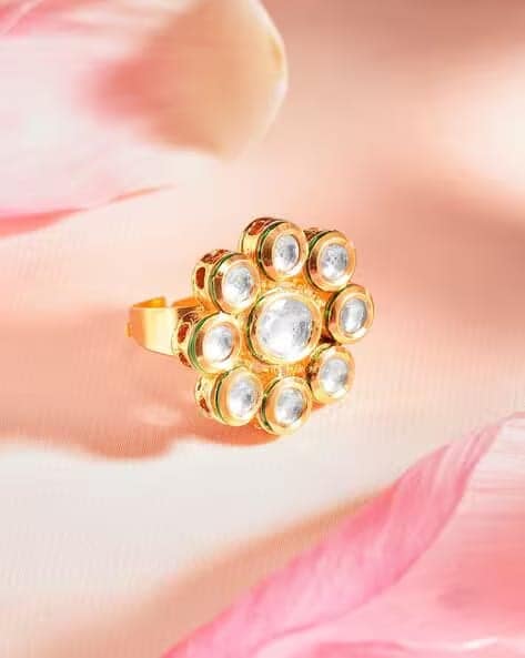 Priyaasi Gold-Plated Kundan Studded Finger Ring