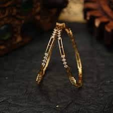 Kushal's Fashion Jewellery Gold Plated CZ Studded Bangles