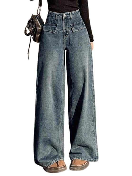Aahwan Women's Flared Fit High Rise Korean Jeans Aahwan Women's Flared Fit High Rise Korean Jeans