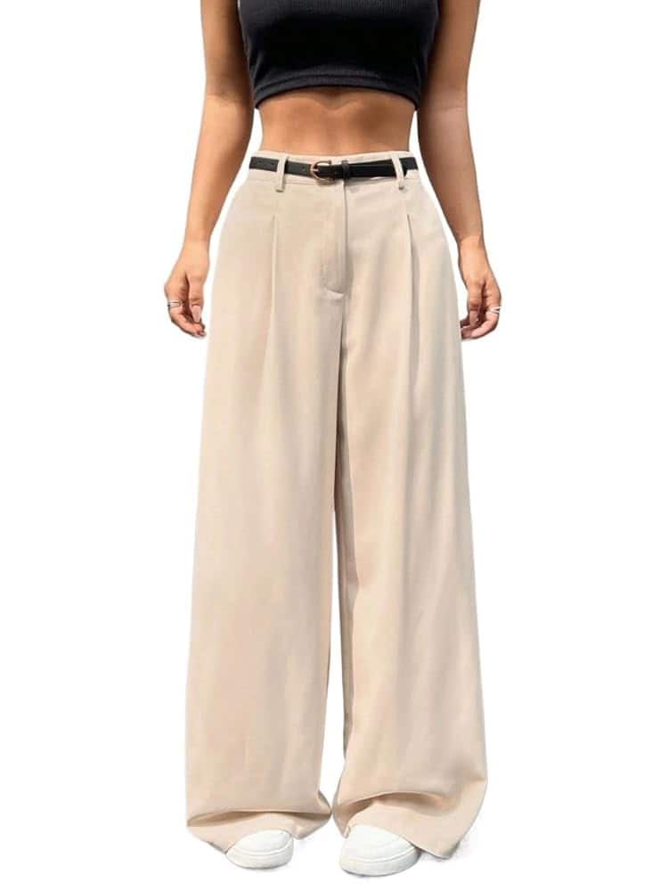 Aahwan Women High Rise Wide Leg Loose Fit Trousers