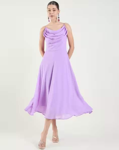 AAYU Women's Fit and Flare Purple Midi Dress AAYU Women's Fit and Flare Purple Midi Dress