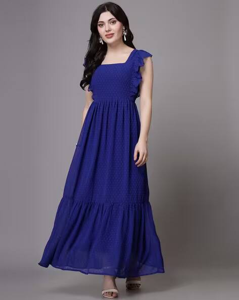 AAYU Women's Fit & Flare Dark Blue Maxi Dress AAYU Women's Fit & Flare Dark Blue Maxi Dress