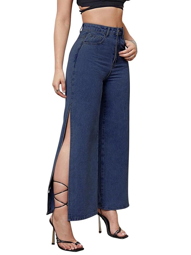 Aahwan Solid Flare Fit High Rise Split Thigh Jeans & Pants for Women Aahwan Solid Flare Fit High Rise Split Thigh Jeans & Pants for Women