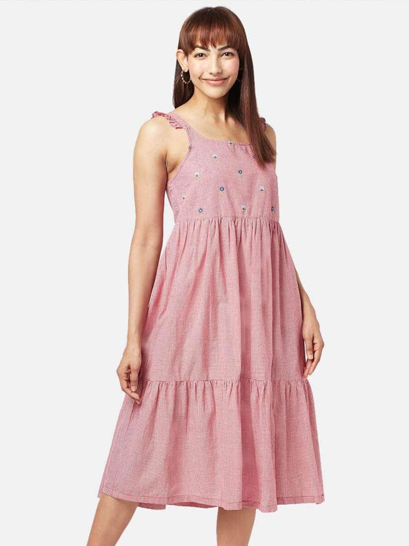 AKKRITI BY PANTALOONS Shoulder Strap Cotton Midi Dress AKKRITI BY PANTALOONS Shoulder Strap Cotton Midi Dress