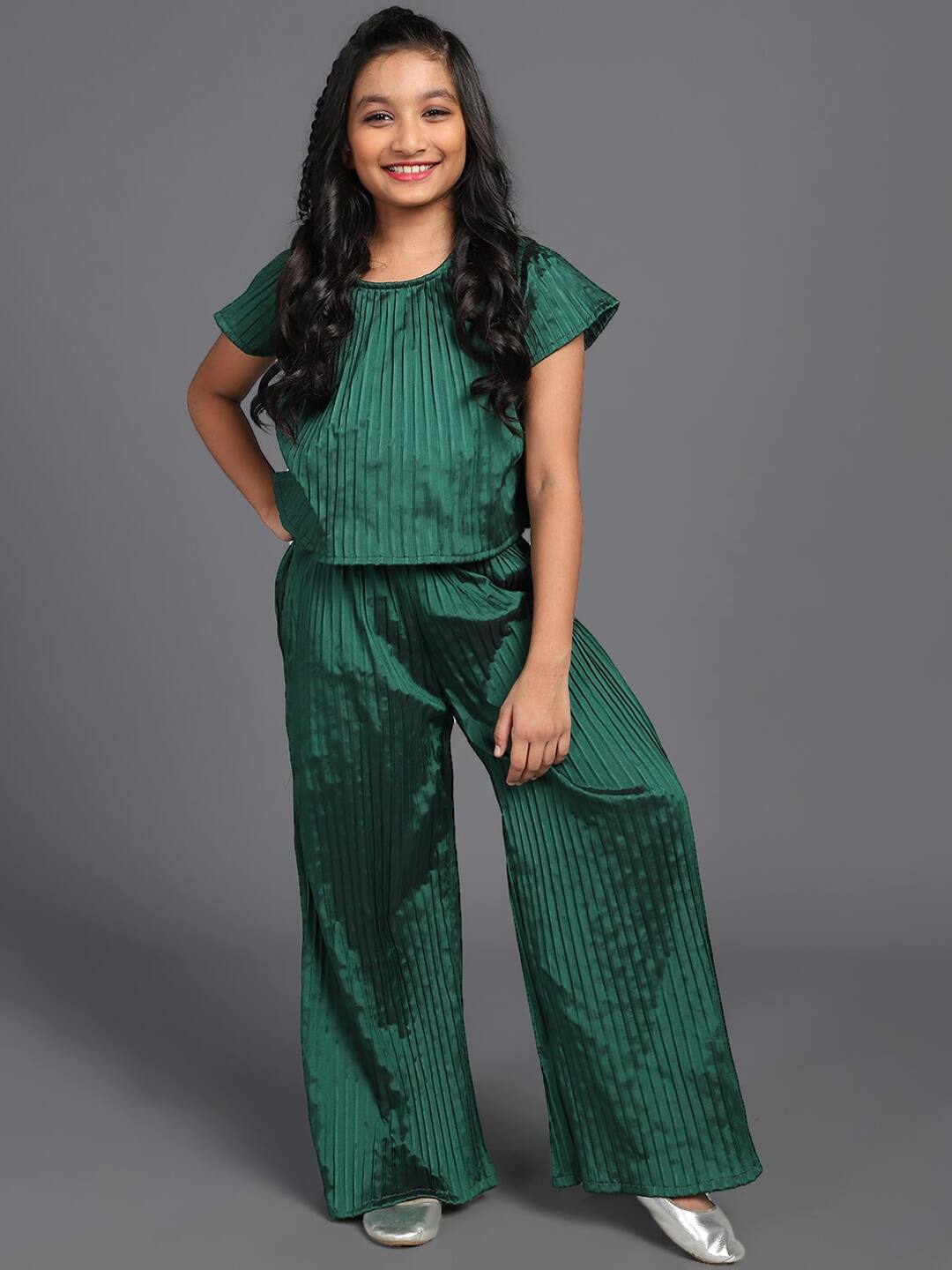 Aks Kids Girls Pleated Top With Palazzo Co-Ords