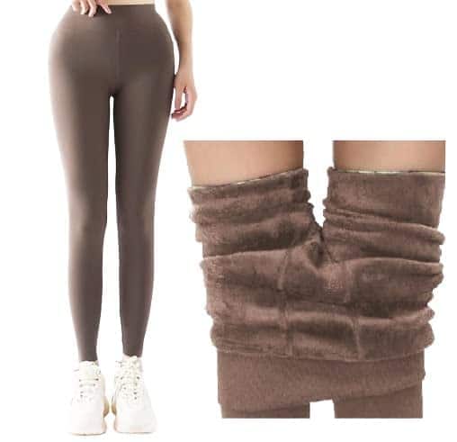 Alexvyan Thick Fur-Lined Stretchable Winter Thermal Leggings