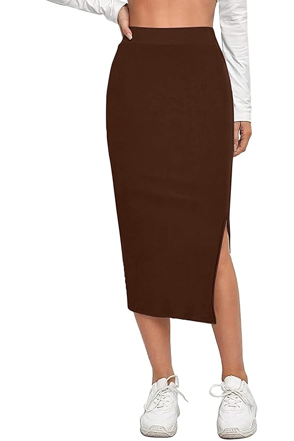 ALYNE Women’s Elastic Waist Pencil Bodycon Midi Skirt