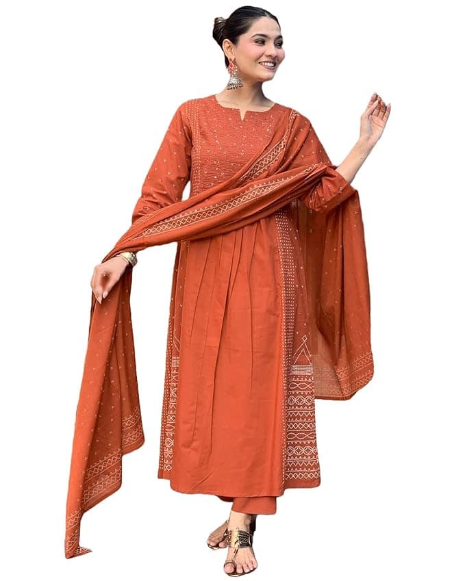 ANNI DESIGNER Women's Rayon Viscose Anarkali Printed Kurta Set