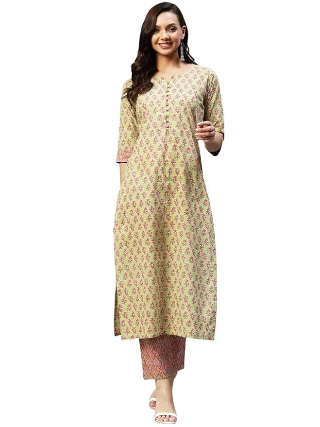 ANNI DESIGNER Women's Cotton Blend Kurta With Pant ANNI DESIGNER Women's Cotton Blend Kurta With Pant
