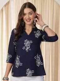 Anouk Rustic Floral Printed Mandarin Collar A-Line Top Anouk Rustic Floral Printed Mandarin Collar A-Line Top
