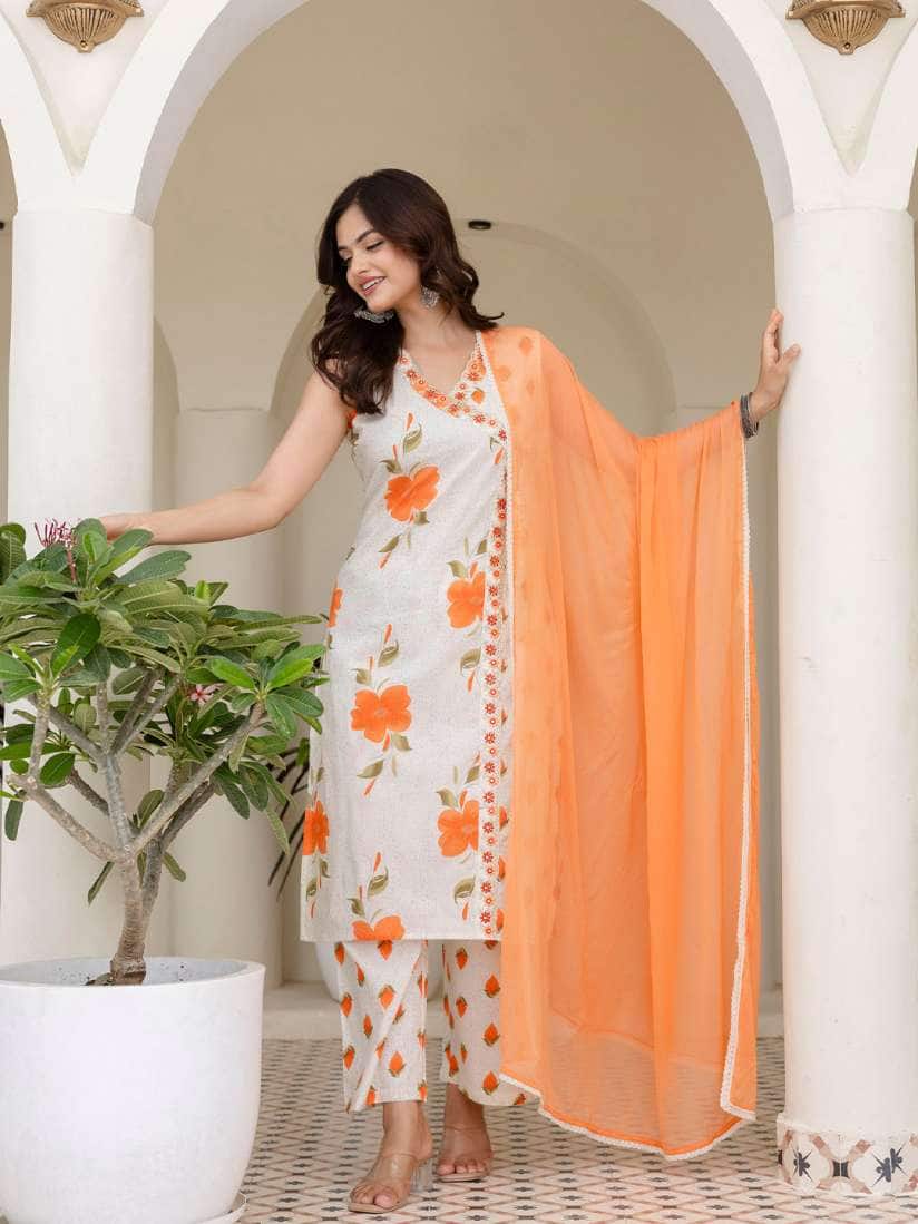 Anouk Rustic Women Floral Printed Cotton Kurta with Pyjama &amp; Dupatta