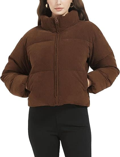 AREAL FASHION Women’s Cropped Corduroy Puffer Jacket AREAL FASHION Women’s Cropped Corduroy Puffer Jacket