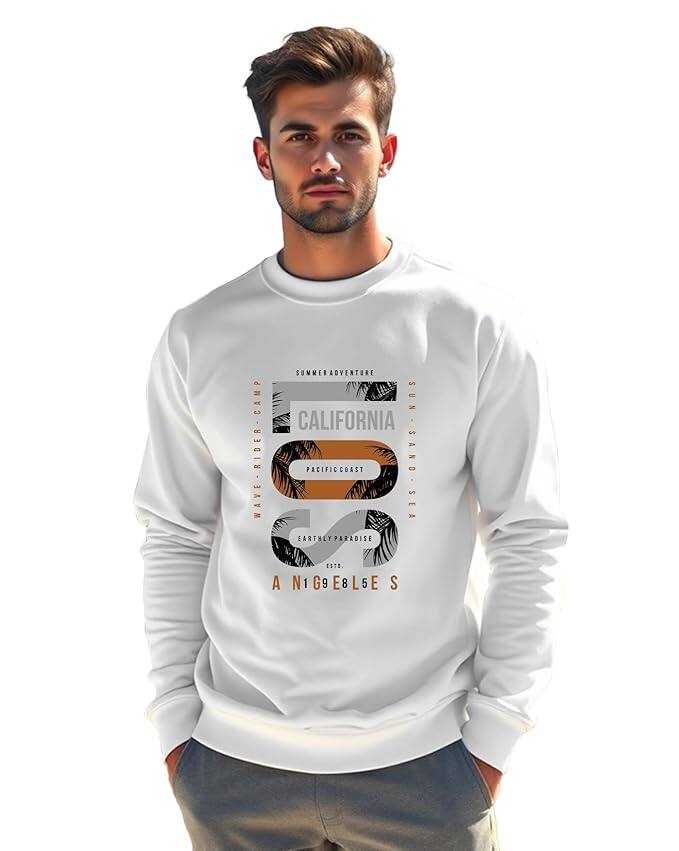 AUSK Men Printed Fleece Sweatshirt AUSK Men Printed Fleece Sweatshirt