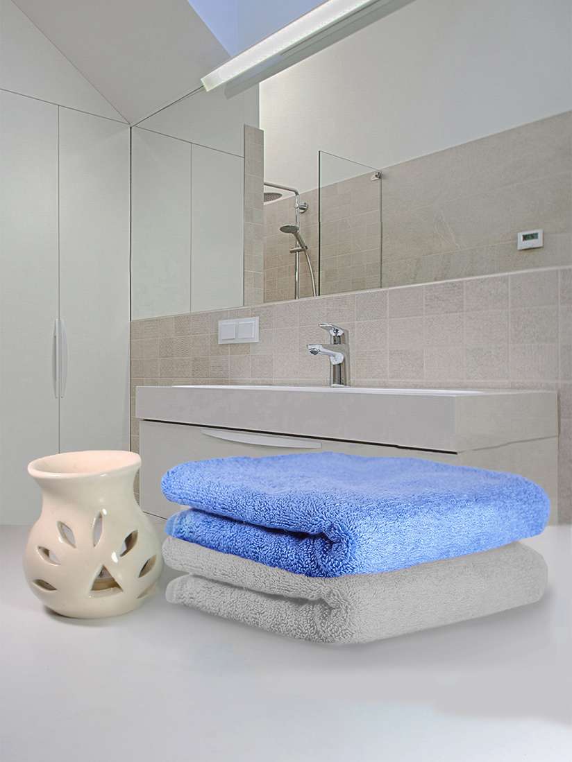  Heelium Unisex Pack of 2 Bamboo Super Soft &amp; Quick Drying Home &amp; Gym Hand Towel