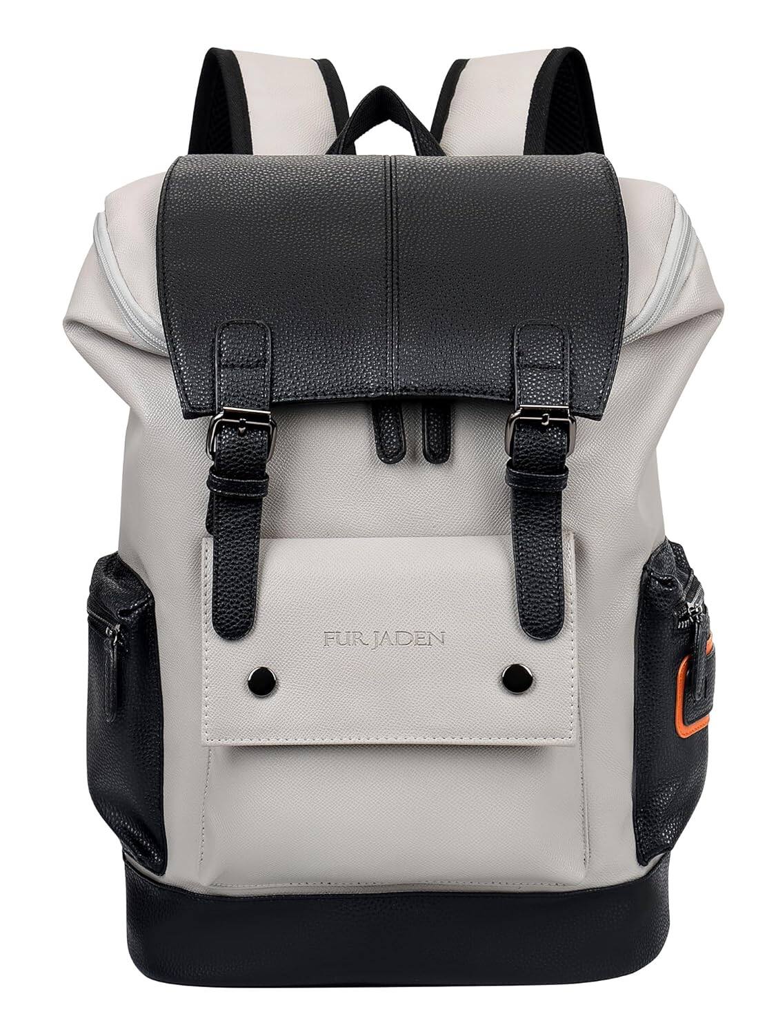 FUR JADEN Vegan Leather Anti Theft Casual Laptop Backpack with 15.6 Inch Laptop Pocket