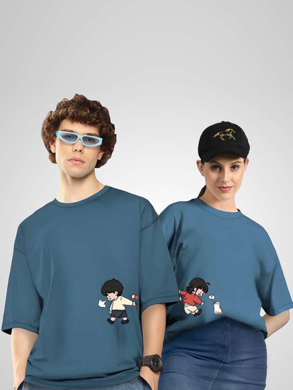 BAESD Unisex Twistform Twinny Zone Pack Of 2 BGGrab Printed Cotton Oversized T-shirts BAESD Unisex Twistform Twinny Zone Pack Of 2 BGGrab Printed Cotton Oversized T-shirts