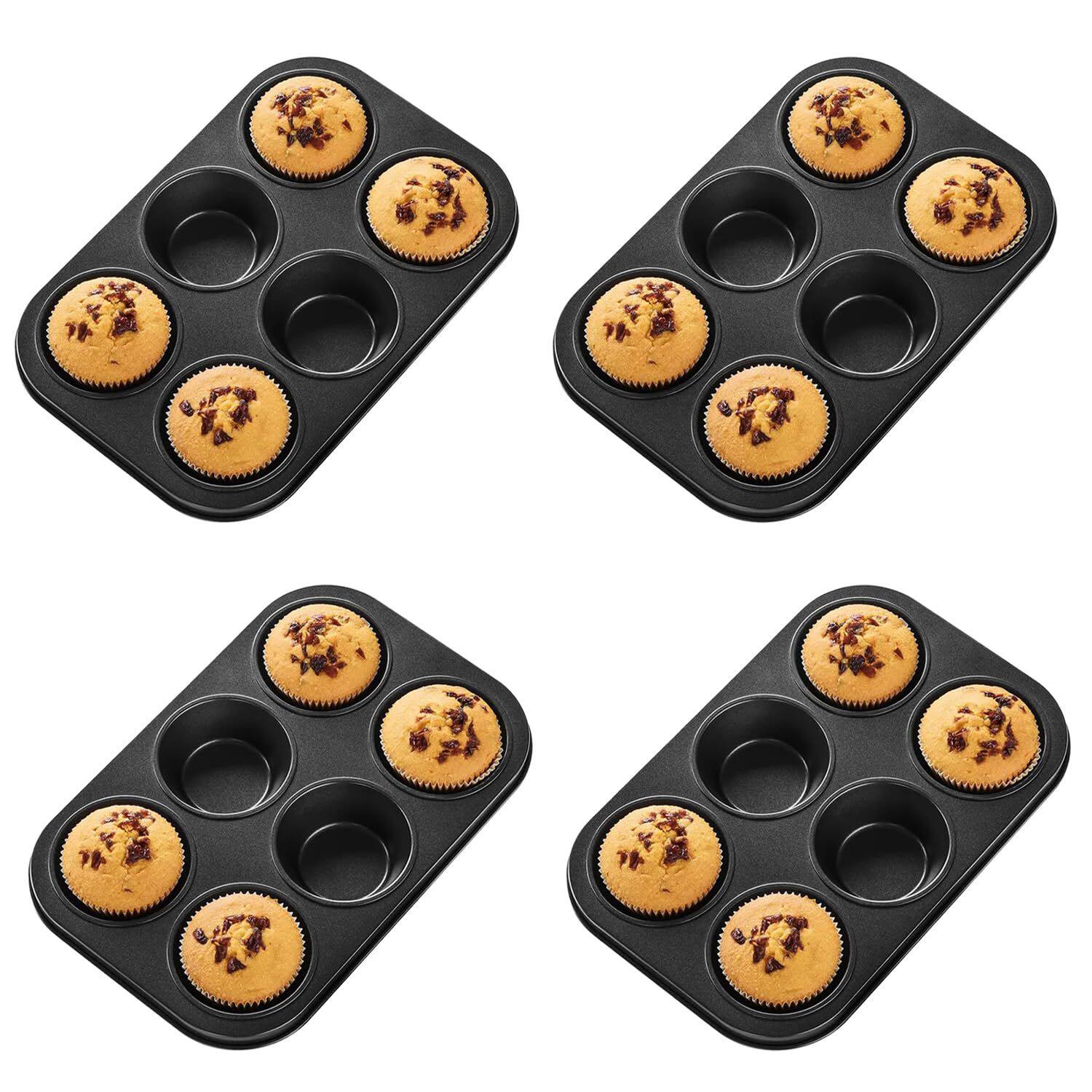 Homestic Pack of 4 6-Slot Non-Stick Cupcake Tray