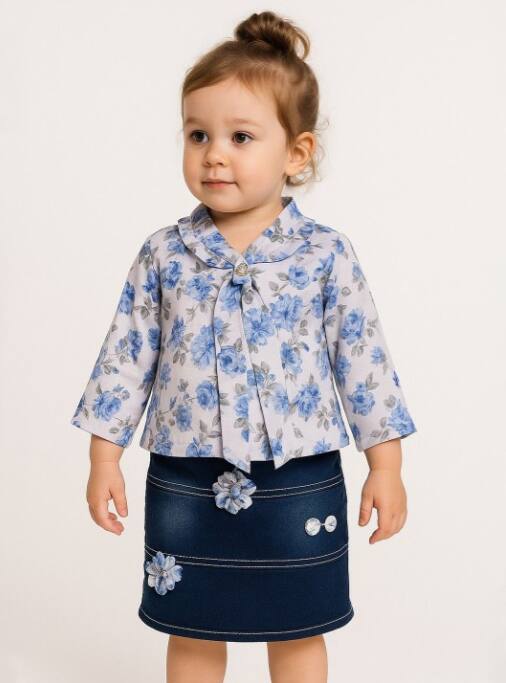 BAESD Girls Floral Print V-Neck Co-Ords Set