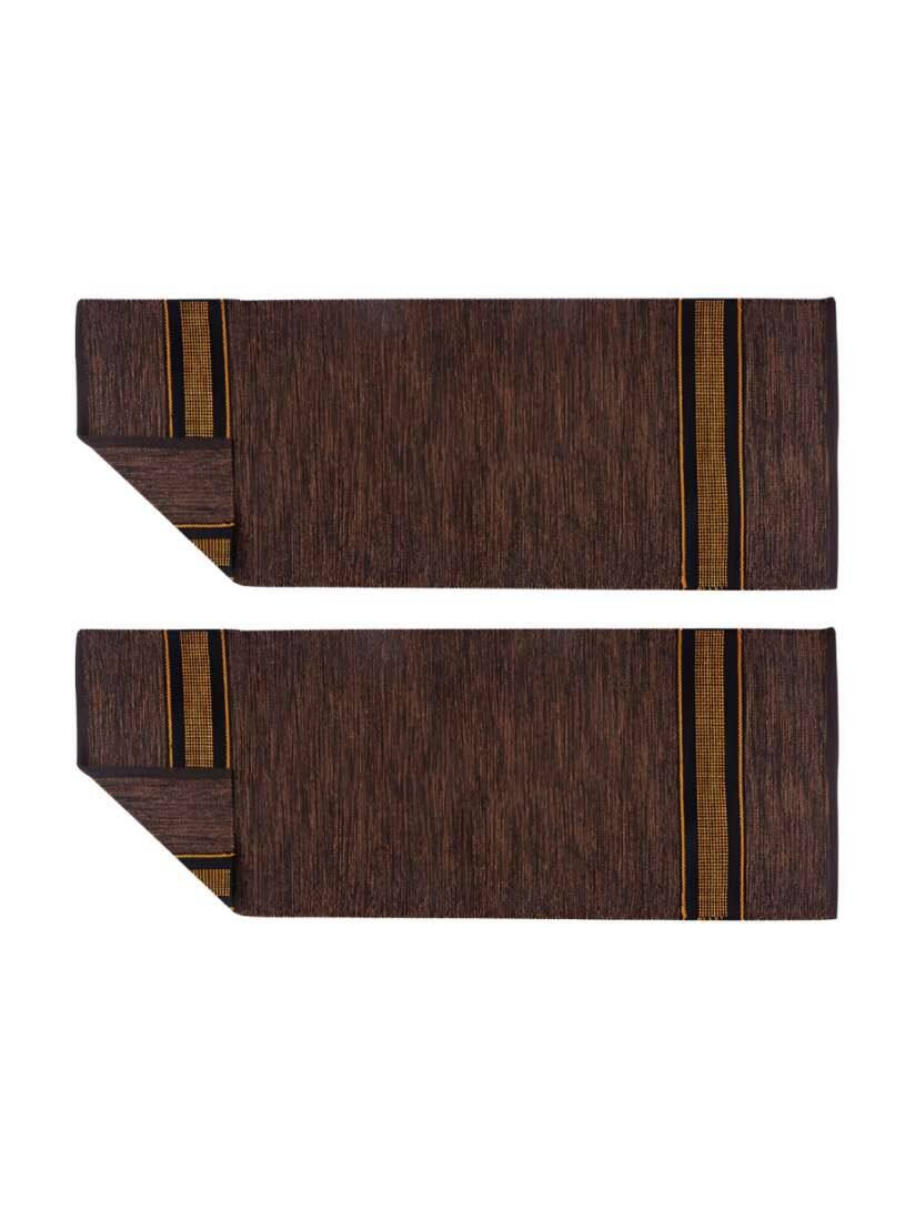 Aura Ace Brown Rectangular Cotton Bed Runner