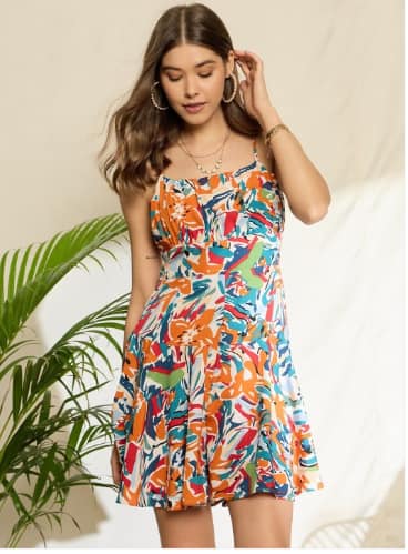 Berrylush Printed with Ruffles Jumpsuit