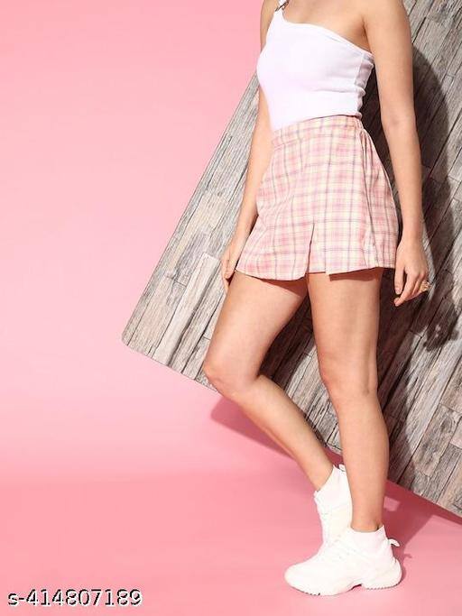 Berrylush Pink Checked Skirt Berrylush Pink Checked Skirt
