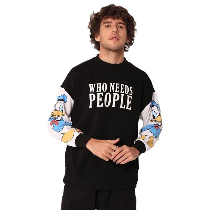 Bewakoof Men’s Graphic Print Oversized Fleece Sweatshirt