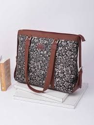  ZOUK Women Handicraft Fabric &amp; Vegan Leather Shoulder Tote Bag