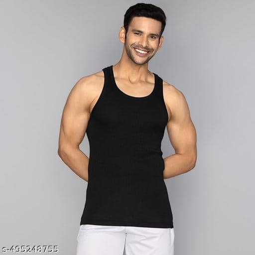 XYXX Men Solid Nova Super Combed Cotton Black Round Neck Innerwear Vest XYXX Men Solid Nova Super Combed Cotton Black Round Neck Innerwear Vest