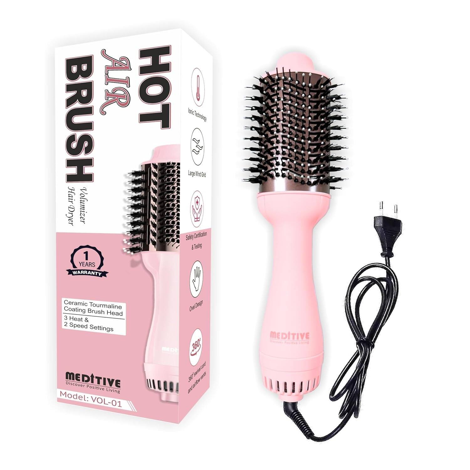 MEDITIVE Hot Air Brush for Hair Styling